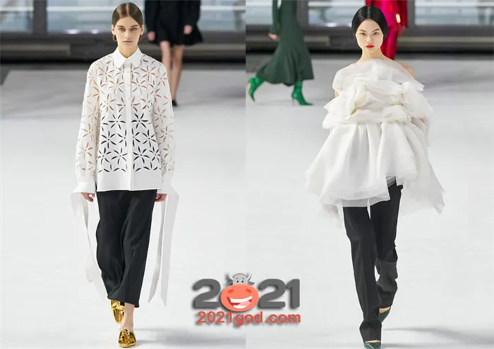 Модные модели белых блуз на 2021 год