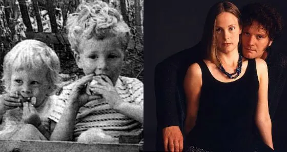 Колин Ферт с младшей сестрой Кейт (в детстве и сейчас)