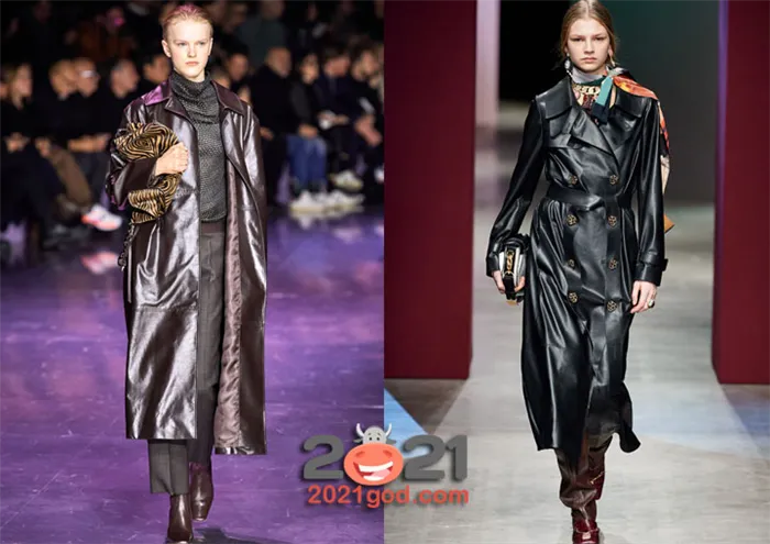 Кожаные женские пальто сезона осень-зима 2020-2021