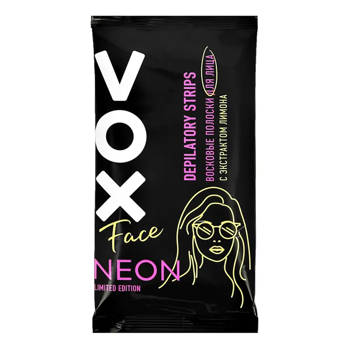 Полоски восковые для лица Vox Neon Collection 12 шт+ 2 салфетки