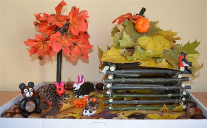 Осенние поделки из листьев своими руками (все новинки для детей детского сада и школы) этап 38