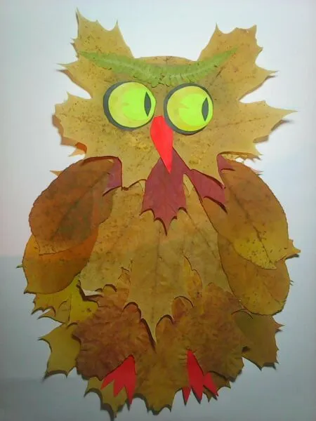 Осенние поделки из листьев своими руками (все новинки для детей детского сада и школы) этап 19
