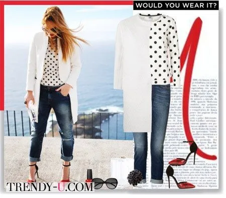 Блузка в стиле ретро и джинсы-бойфренды