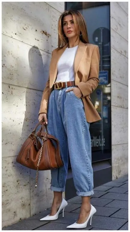 Модный образ с джинсами слоучи