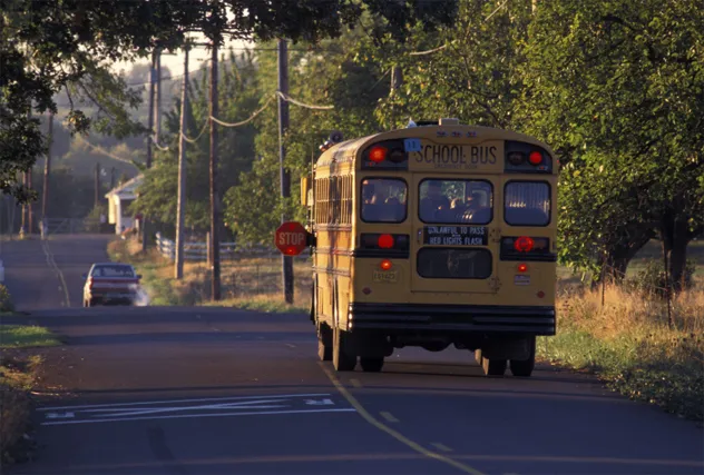 Женщина остановила школьный автобус