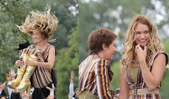 Лили Джеймс на съемках «Mamma Mia 2»