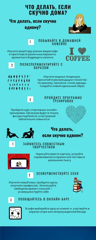 Что делать, если скучно дома: инфографика