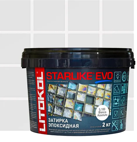 Эпоксидная затирка Starlike Evo, абсолютно белый, 2 кг